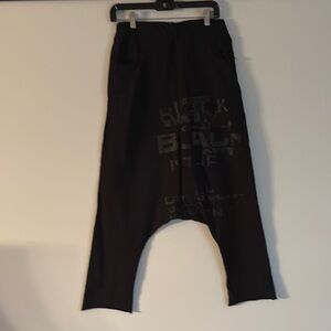 Black Graphic Harem Pants